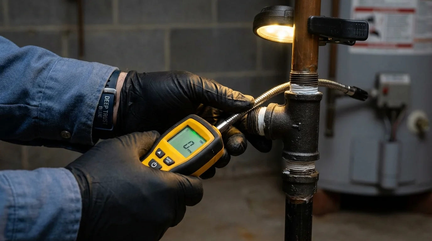 Gas leak detection with electronic sniffer by Johns Plumbing LLC in Cornelius